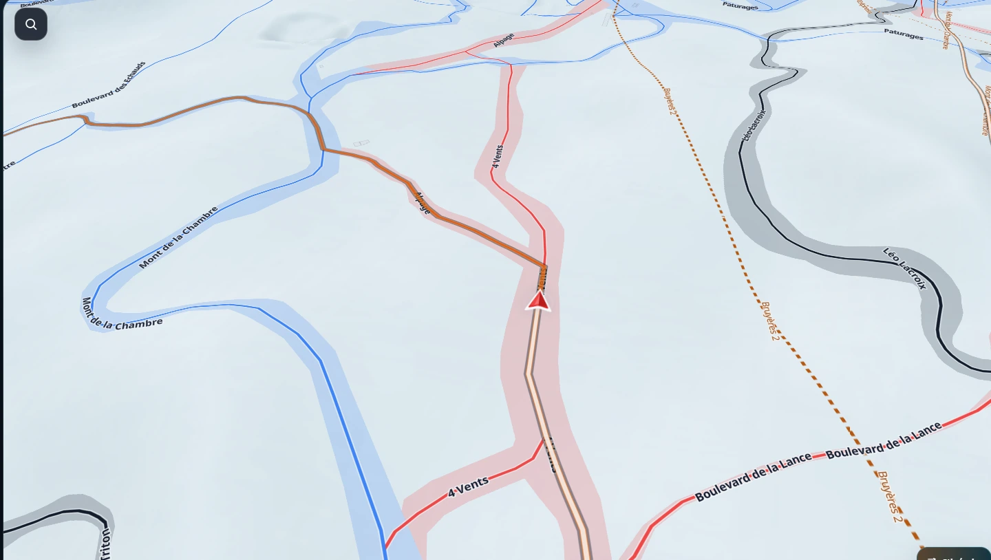 Prévisualisation d'un trajet dans Skinav